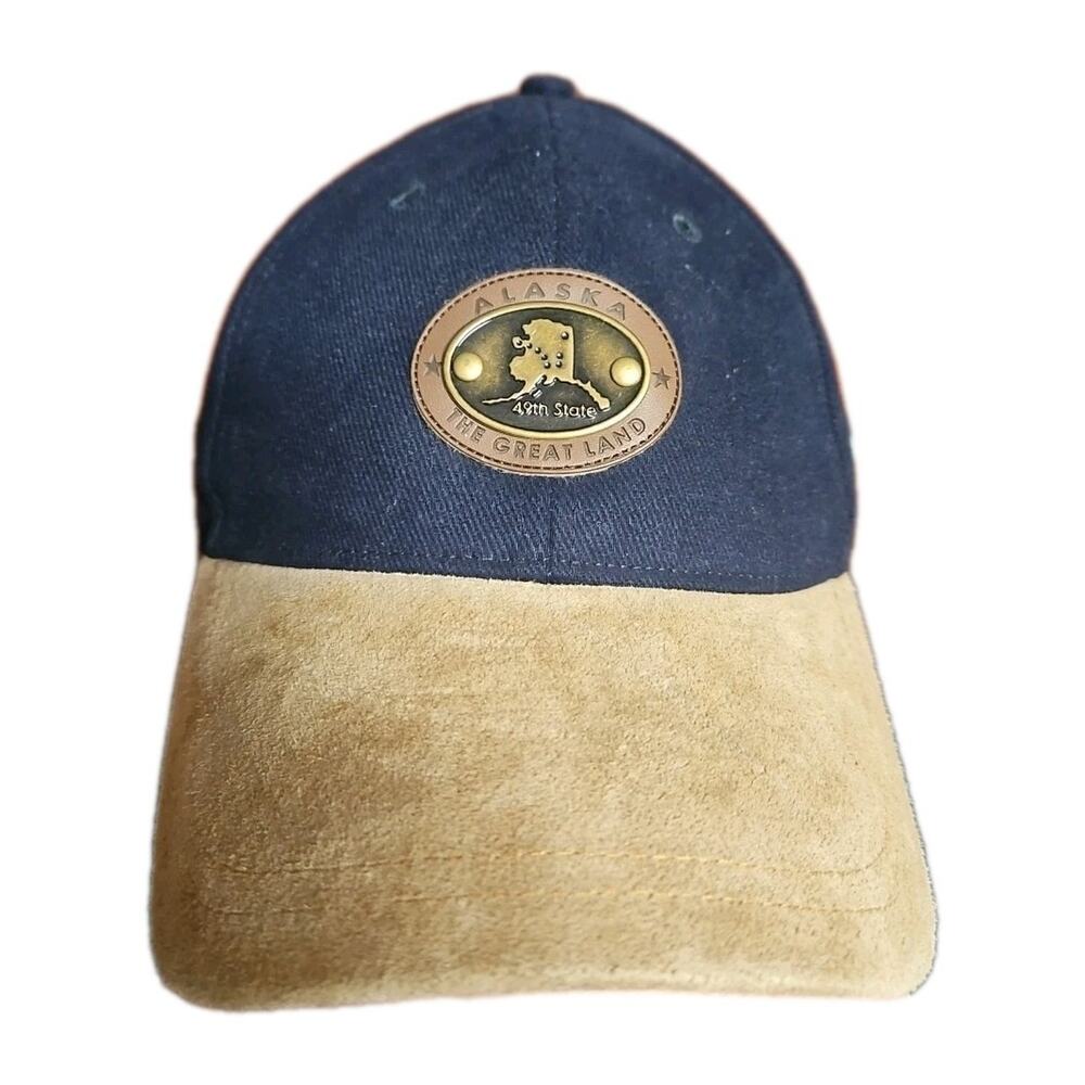 Alaska 49th State Cap Hat Mens The Great Land Blue Beige Adjustable